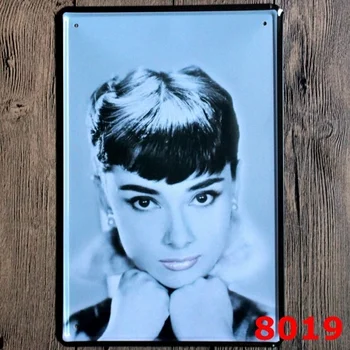 Audrey Hepburn Imajo Brado Ponudbo Retro Kovinski Tin Prijavite Bar Umetnost Plakata Stenski Dekor 20x30CM