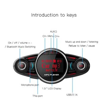 Avto mp3 Bluetooth Predvajalnik, FM Oddajnik USB Hitro Polniti telefona polnilnik Bluetooth hands-free (prostoročni Komplet LED Zaslon Predvaja Glasba