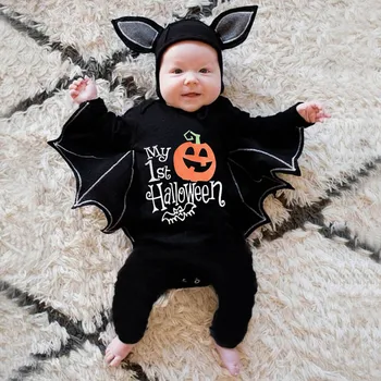 Baby Dekleta Romper Baby Fantje Dekleta Halloween Cosplay Kostum Dolg Rokav Romper Jumpsuits+Klobuk Obleke Novorojenega Dojenčka Oblačila
