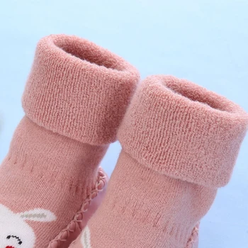 Baby nogavice, čevlji z gumijastimi podplati otroške nogavice proti drsenju natikači za baby dekle toddlers fant nogavice terry topla tla zimske nogavice