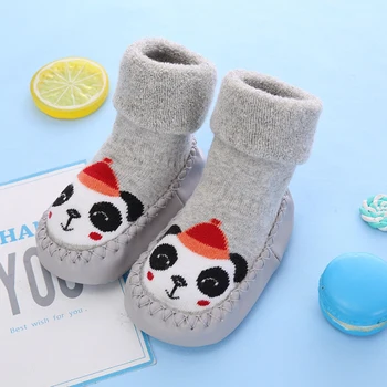 Baby nogavice, čevlji z gumijastimi podplati otroške nogavice proti drsenju natikači za baby dekle toddlers fant nogavice terry topla tla zimske nogavice