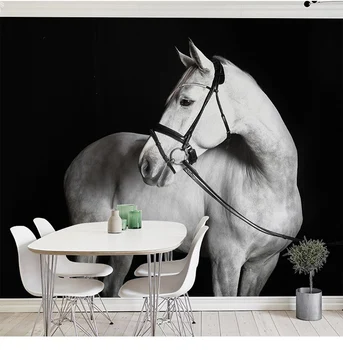 Bacaz Original Živali Beli Konj Ozadje Zidana za dnevno Sobo v Ozadju 3d Photo Freske Nalepke za Steno papirja