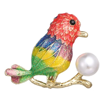 Barvita SOVA Broške Simulirani Pearl Ptic, Živali Pin Oblačila Dodatki