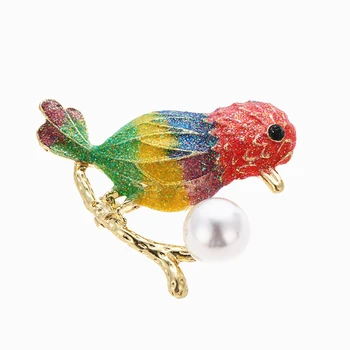Barvita SOVA Broške Simulirani Pearl Ptic, Živali Pin Oblačila Dodatki