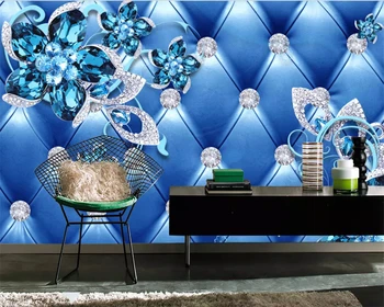 Beibehang papel zidana Ozadje doma dekoracijo po meri modri cvet nakit nalepke ozadje, kavč, TV ozadju stene vinil steno