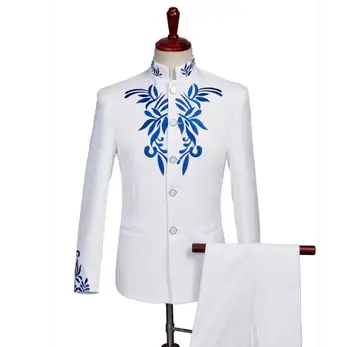 Blazer moški formalno obleko zadnji plašč, hlače modelov vezenje Kitajski tunika obleke, moške terno masculino hlač poroka obleke za moške