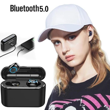Bluetooth Slušalke, Q32 Dvojni U-Tip TWS Bluetooth 5.0 Čepkov z Digitalnim prikazom Polnjenje Primeru Power Bank Brezžična tehnologija Bluetooth Je
