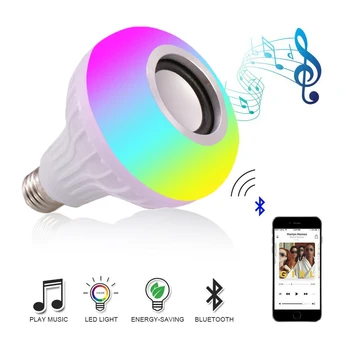 Bluetooth Zvočnik z E27 12W RGB Žarnica Smart Pisane Led Lučka za Glasbo Boombox HD Stereo Brezžična Stolpec z Daljinskim upravljalnikom