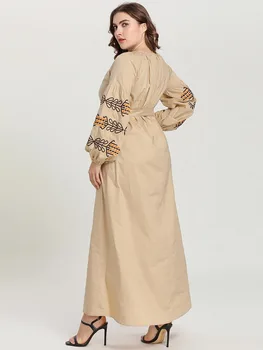 BNSQ Plus Velikost Abaya Maxi Obleko Vezene Caftan Marocain Pakistanski Islamske Turčija Arabskem Dolge Obleke Stranka Haljo Dubaj Obleko