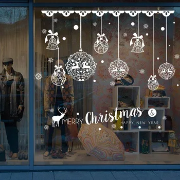 Božič izmenljive ozadju stene Božični okraski okno nalepke za steklo nalepke snežinka snjegović Božič stenske nalepke