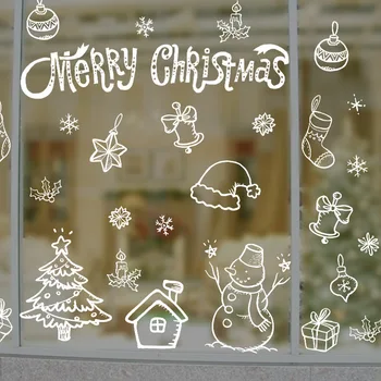 Božič izmenljive ozadju stene Božični okraski okno nalepke za steklo nalepke snežinka snjegović Božič stenske nalepke