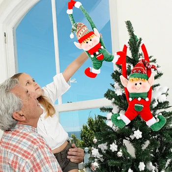 Božič Zavese Imetnik Vesel Božični Okraski Okraski Za Dom Novo Leto 2021 Elf Lutka Božič Zavese Sponke Doma Dekor