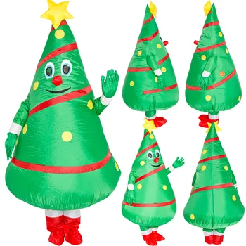 Božična Risanka Doll Noša Napihljiv Božiček Obleko Gor Rekviziti Smešno Maskota Napihljivi Božično Drevo Oblači