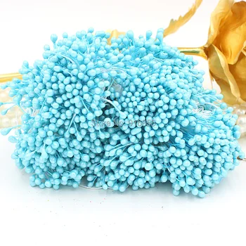 Brezplačna dostava 1800pcs/veliko 3mm nebo modro barvo Dvojno Glavo pearl noge cvet stamen cvetlični stamen torto dekoracijo obrti DIY