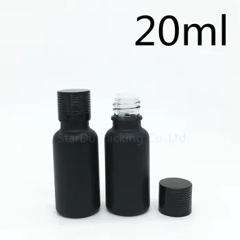 Brezplačna Dostava 500pcs 20ML Black Motnega Stekla Steklenico 20ml Vial Eterično Olje, Steklenica s črnim Aluminija, pokrov stekleničke Parfuma