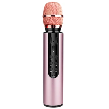 Brezžični Mikrofon Dual Zvočniki Kondenzatorja Bluetooth Karaoke Zvočnik Mikrofon za Karaoke/Petje/Cerkev/Govor Roza