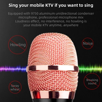 Brezžični Mikrofon Dual Zvočniki Kondenzatorja Bluetooth Karaoke Zvočnik Mikrofon za Karaoke/Petje/Cerkev/Govor Roza