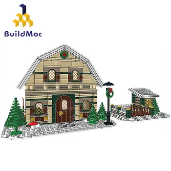 BuildMOC Mesto 10267 10631 Ustvarjalca Zimske Vasi Počitnice Scene Hiši Santa Claus Elk Stavbe, Bloki, Opeke Otroci Igrače Darilo
