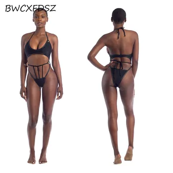 BWCXFDSZ En Kos Kopalke Nove Kopalke Monokini Barva izrežemo Povoj Povodcem Visoko Izreži Ženske kopalke Plaži Plavati Obrabe