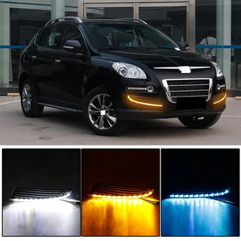 CAPQX 1 Par Za Luxgen U7 SUV 2012 Spredaj LED DRL Dnevnih Vožnje Svetlobe Dnevno svetlobo Megla Svetilko Z Rumeno turn luči