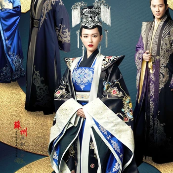 Cesarica Čudovite Vezenine Črno Bel Kostum za Najnovejši TV Igra Princesa WeiYoung Igralka Tang Yan Ženske Kopalke