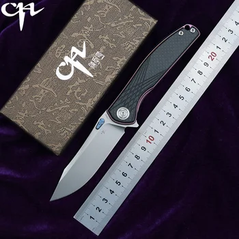 CH3516 Flipper folding knife S35VN Blade ball bearings TC4 Titanium+CF handle camping hunting pocket fruit Knives EDC tool