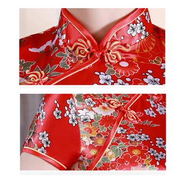 Cheongsam pomlad poletje nov slog, dame moda dekle mid-dolžina kratko krilo Kitajski slog krilo kitajski poročno obleko qipao