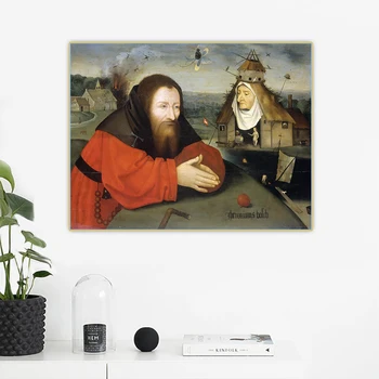 Citon Hieronymus Bosch《Skušnjave Svetega Antona Opat》Platno Oljna slika, Slika Steni v Ozadju Dekor Doma Dekoracijo