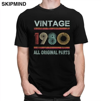 Classic Vintage Rojen Leta 1980 T-shirt Moški Kratek Rokav Vsi Originalni Deli Tee Shirt 40 Let 40. Rojstni dan Darilo Bombaž Tshirt