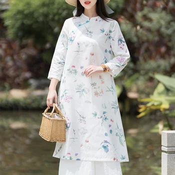 COIGARSAM Kitajski Slog Ženske obleke Novo Pomlad Cheongsam Obleke 6017