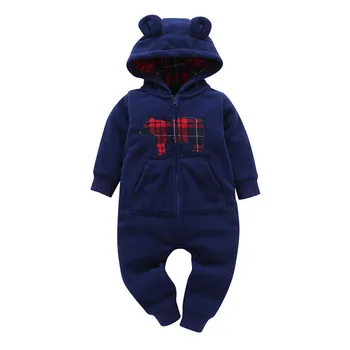 COSPOT 2021 Novo Novorojenčka Hooded Runo Jumpsuit Risanka iz enega kosa Dolg Rokav Romper Bebes Baby Boy Dekleta Telo Obleke Obleke 37