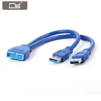CY 2 Vrat USB 3.0 Moški 20pin Glave Notranji Zunanji Podaljšek 0,2 M
