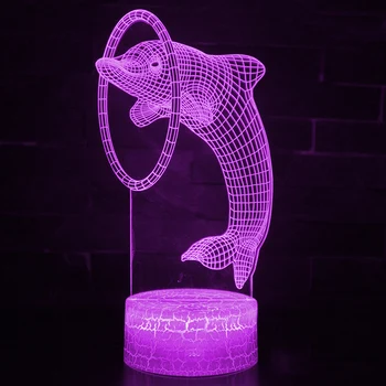 Daljinsko / Touch Kontrole 3D LED Nočna Lučka LED Tabela Namizno Svetilko Dolphin LED Noč Svetlobo, Sprememba Barve 3D LED Luči za Otroke Darilo 30