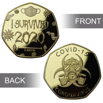 Darilo Spominski Kovanec sem PREŽIVELA 2020 Dvojno Stranicami Memento Reliefi Umetnostne Obrti Lahki Spominek Zbiralci Železa Medaljo