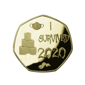 Darilo Spominski Kovanec sem PREŽIVELA 2020 Dvojno Stranicami Memento Reliefi Umetnostne Obrti Lahki Spominek Zbiralci Železa Medaljo
