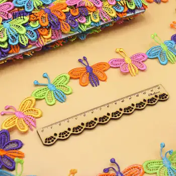 Debelo 2 metrov pisane nežen metulj poliester čipke trim vezenine, čipke traku šivanje obrti poroko
