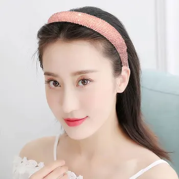 Dekleta Kristali-Vdelan Goba Nosorogovo Glavo Bejeweled Oblazinjeni Trakovi Korejski Modni Širok-Brimmed Hairbands Za Ženske