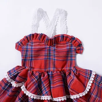 Dekleta Obleke Nove Rdeče Kariran Tiskanja Tutu Stranka Camisole Poletje Obleko brez Rokavov Princesa Obleko Baby otroška Oblačila