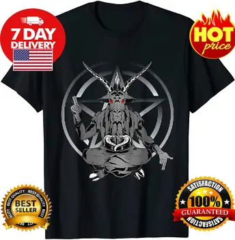 Demon Satanic Kozje Baphomet Pentagram Gothic Smešno Halloween T-Shirt Smešno Darilo