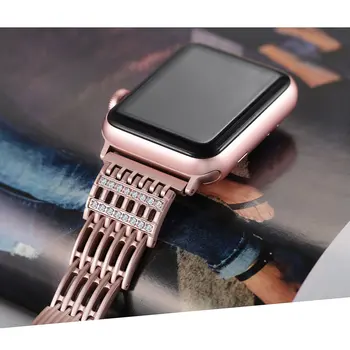 Diamant iz Nerjavečega Jekla, trak za Apple Watch band 38 mm/42mm/40mm/44 manšeta ženske zapestnica iWatch band Serije 5 4 3 2 pasu