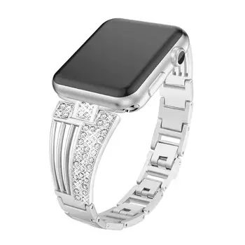 Diamantno Zapestnico Za Apple Watch 38 mm 42mm 40 mm 44 mm Pas Za iWatch Serije 4 3 2 1 iz Nerjavečega Jekla Watch Band