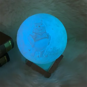 Disney Winnie The Pooh 3D Tiskanja Noč Svetlobe LED Dom Dekoracija Žarnice Spalnica Decor Srčkan Lampara Winnie Imeti Ustvarjalne Luna Luči