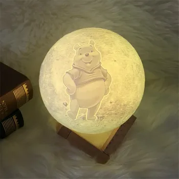 Disney Winnie The Pooh 3D Tiskanja Noč Svetlobe LED Dom Dekoracija Žarnice Spalnica Decor Srčkan Lampara Winnie Imeti Ustvarjalne Luna Luči