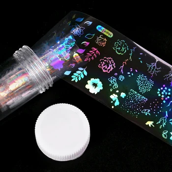 DIY 1 Steklenica Nail Art Transfer Folije za Nohte, Nalepke Nasvet Nalepke za Dekoracijo Modela Metulj Slive Cvet Manikura Orodja Laser Color