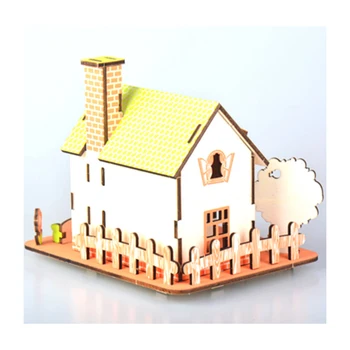 DIY Model igrače 3D Lesene Puzzle-Zeleno Jabolko hiša Leseni Kompleti Puzzle Igra Montaža Igrače Darilo za Otroke, Odrasle P18