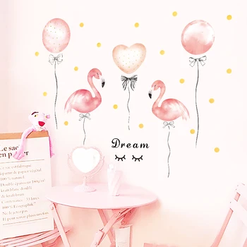 Dormitorij Dekle Soba Dekoracijo Flamingo Balon Roza Stenske Nalepke Toplo Spalnica Doma Dekor DIY samolepilne Omaro Nalepke