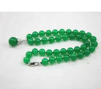 Dostojno in čar 8 mm green Jade ogrlica tekmo 14 mm silver plated Jade obesek za ogrlico poroko