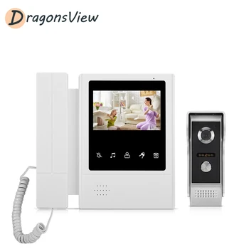 Dragonsview 4.3 Palčni Video Vrata Telefon Žično Zvonec Visual Interkom 1000TVL Rainproof Prostem Plošči Odkleniti za Home Security
