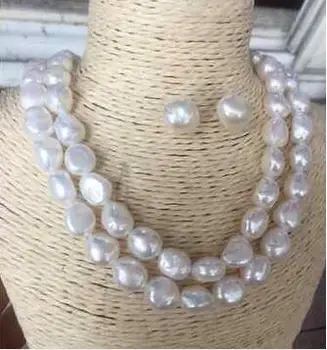 Dvojno pramenov baročno južno morje 11-12 mm white pearl necklace18