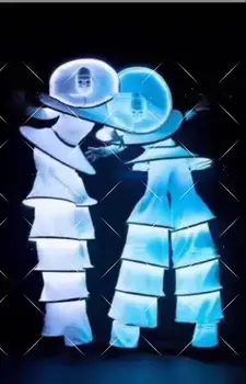 Dvorana modni brvi Uspešnosti Oblačila Fazi led kostum Robot Štula bo Ustrezala rgb lumious plesna predstava, kostumi
